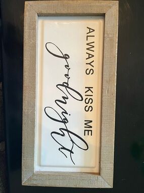 Always Kiss Me Goodnight Framed Wall Sign - Black & White